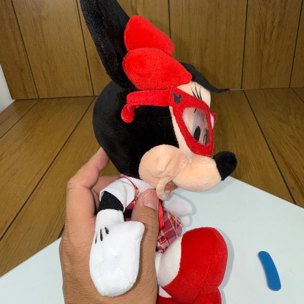Disney Parks Minnie Mouse Nerd Plush With Glasses Hipster School Girl - Picture 10 of 15